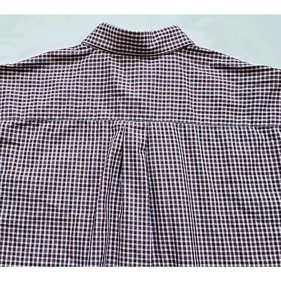 Peter Millar Dress Shirt Men’s XL Maroon Blue Plaid Check 100% Cotton Button Up - Picture 8 of 12
